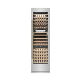 ZLINE Autograph Edition 24 in. 12.4 cu. ft. Triple Zone 100 Bottle Column Wine Cooler in Stainless Steel and Champagne Bronze Accents (RCWVZ-304-24-CB)