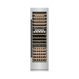 ZLINE Autograph Edition 24 in. 12.4 cu. ft. Triple Zone 100 Bottle Column Wine Cooler in Stainless Steel and Matte Black Accents (RCWVZ-304-24-MB)