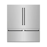 ZLINE Autograph Edition 72 in. 39.6 cu. ft. French Door Built-In Bottom Freezer Refrigerator with Water Dispensers and Ice Makers in Stainless Steel with Graphite Gray Interior and Matte Black Accents (GRBITZ-304-72MB)