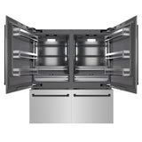 ZLINE Autograph Edition 72 in. 39.6 cu. ft. French Door Built-In Bottom Freezer Refrigerator with Water Dispensers and Ice Makers in Stainless Steel with Graphite Gray Interior and Matte Black Accents (GRBITZ-304-72MB)