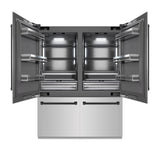 ZLINE Autograph Edition 60 in. 32.2 cu. ft. French Door Built-In Bottom Freezer Refrigerator with Water Dispenser and Ice Maker in Stainless Steel with Graphite Gray Interior and Matte Black Accents (GRBIVZ-304-60MB)