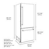 ZLINE 36 in. 19.8 cu. ft. Built-In Bottom Freezer Refrigerator with Water Dispenser and Ice Maker in Stainless Steel (RBIT-304-36)