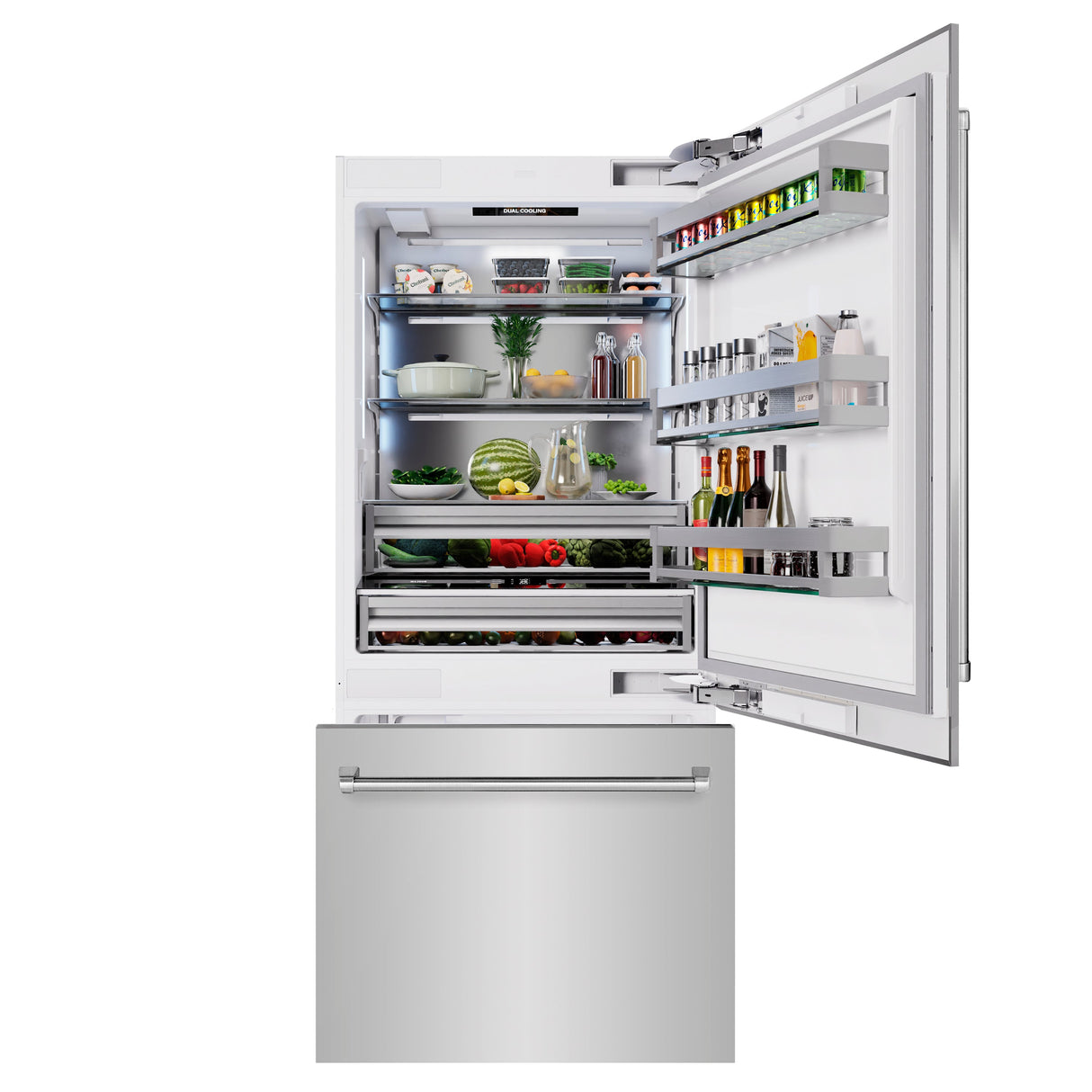 ZLINE 36 in. 19.8 cu. ft. Built-In Bottom Freezer Refrigerator with Water Dispenser and Ice Maker in Stainless Steel (RBIT-304-36)