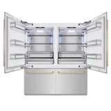 ZLINE Autograph Edition 72 in. 39.6 cu. ft. French Door Built-In Bottom Freezer Refrigerator with Water Dispensers and Ice Makers in Stainless Steel with Champagne Bronze Accents (RBITZ-304-72CB)