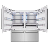 ZLINE Autograph Edition 72 in. 39.6 cu. ft. French Door Built-In Bottom Freezer Refrigerator with Water Dispensers and Ice Makers in Stainless Steel with Matte Black Accents (RBITZ-304-72MB)