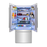ZLINE 36 in. 19.6 cu. ft. French Door Built-In Bottom Freezer Refrigerator with Water Dispenser and Ice Maker in Stainless Steel (RBIV-304-36)