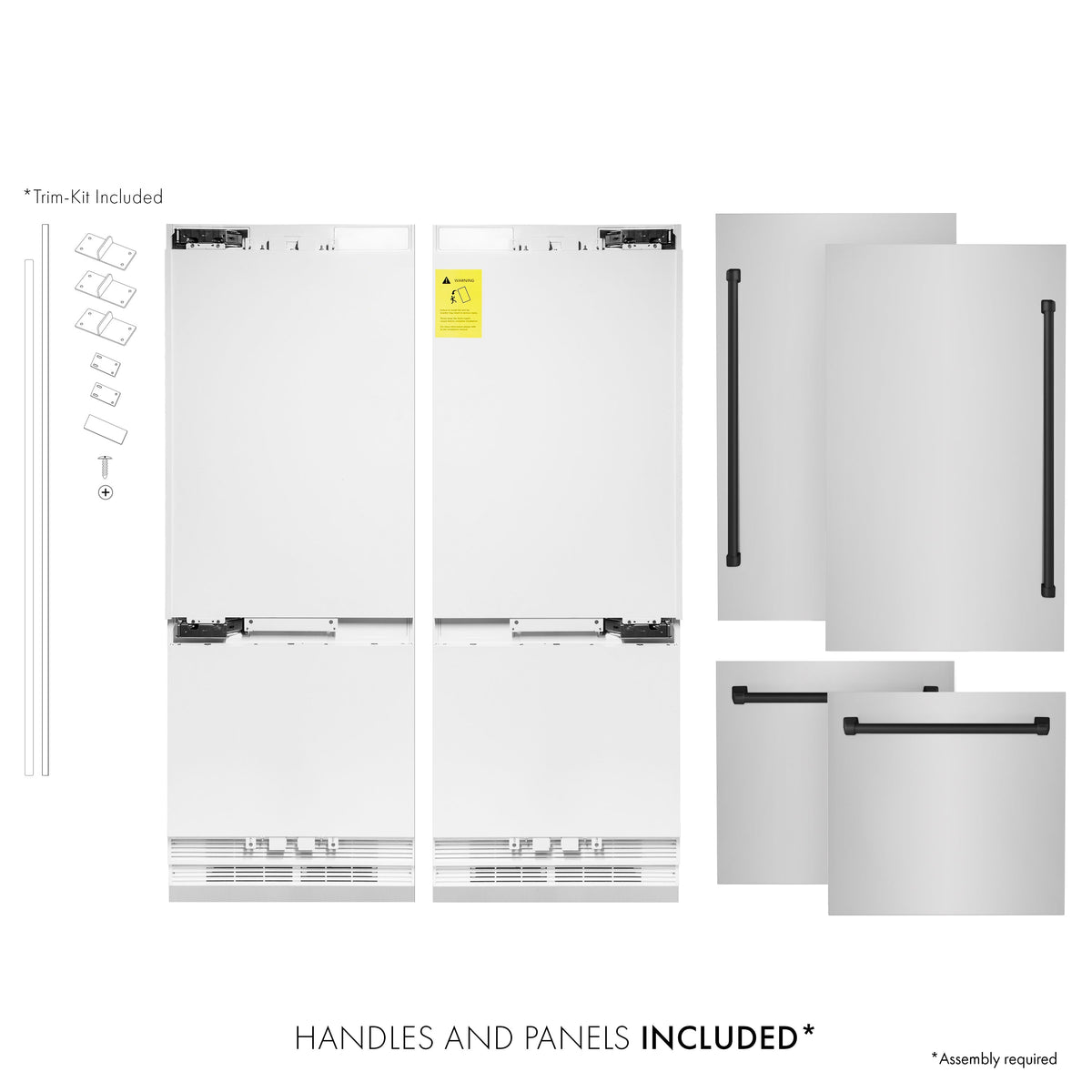 ZLINE Autograph Edition 60 in. 32.2 cu. ft. French Door Built-In Bottom Freezer Refrigerator with Water Dispenser and Ice Maker in Stainless Steel with Matte Black Accents (RBIVZ-304-60-MB)