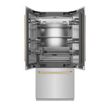 ZLINE Autograph Edition 36 in. 19.6 cu. ft. French Door Built-In Bottom Freezer Refrigerator with Water Dispenser and Ice Maker in Stainless Steel with Stainless Steel Interior and Champagne Bronze Accents (SRBIVZ-304-36CB)