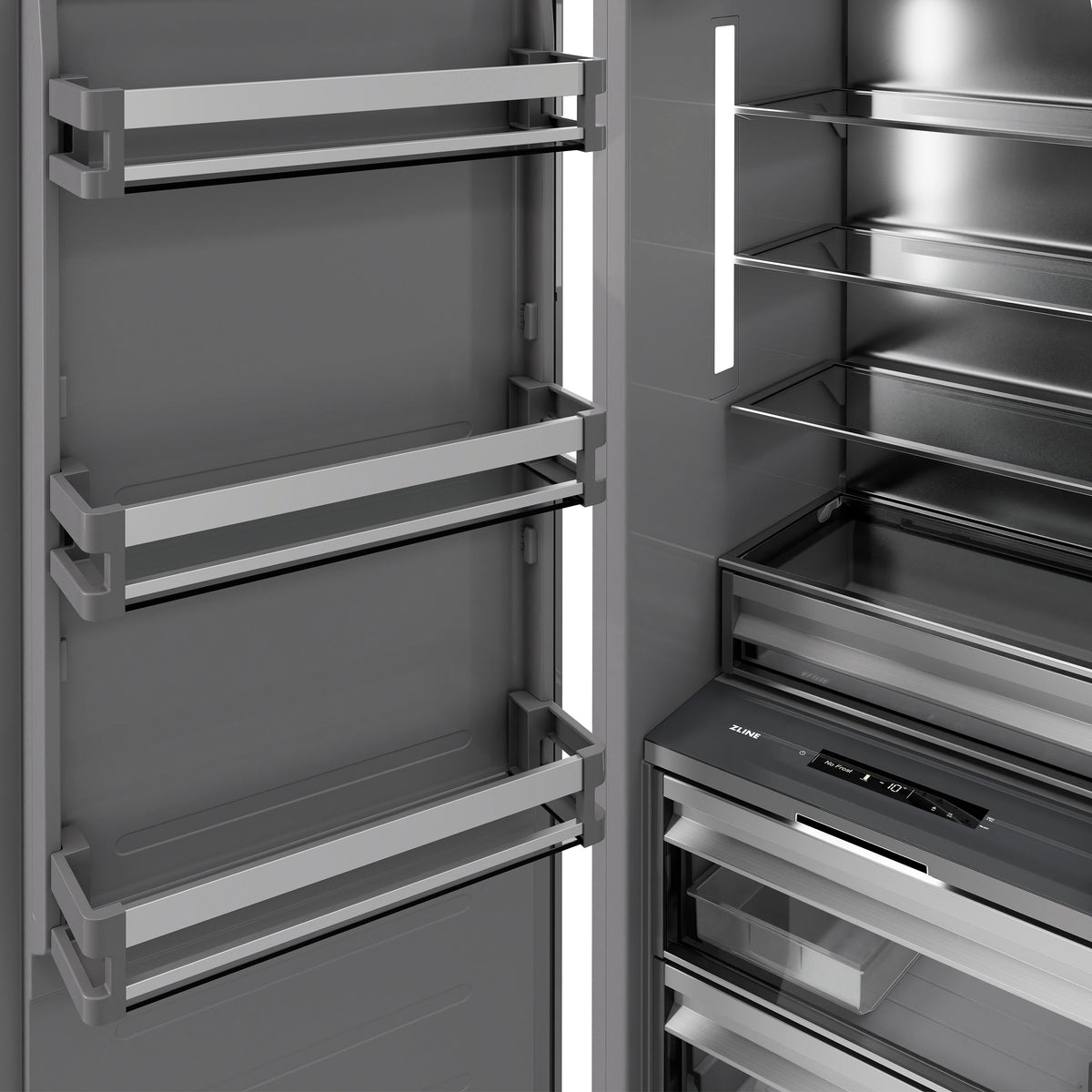 ZLINE 18 in. 8.6 cu. ft. Left Hinge Column Freezer in White Matte with Graphite Gray Interior (RCFVL-WM-18)