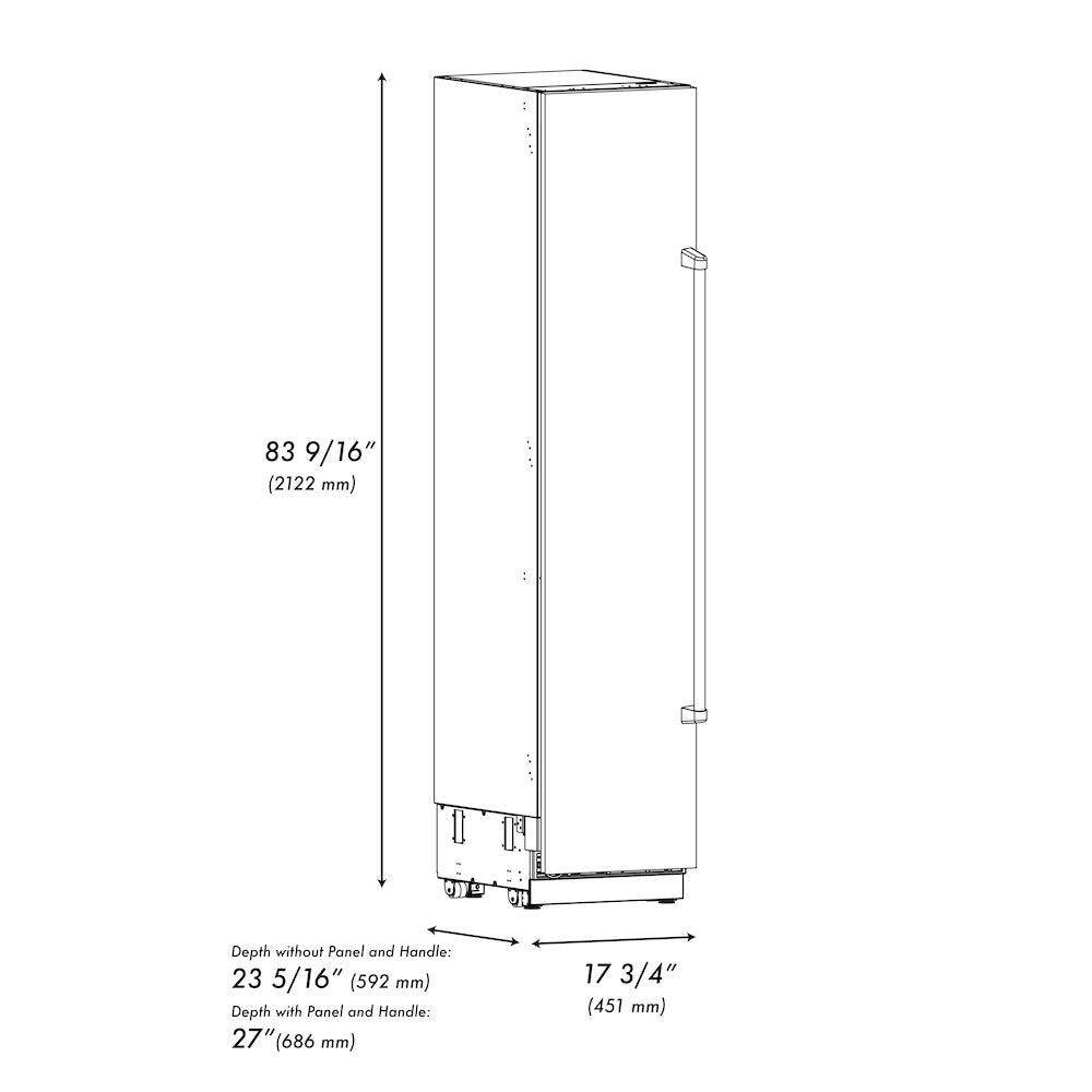 ZLINE Autograph Edition 18 in. 8.6 cu. ft. Left Hinge Column Freezer in White Matte with Graphite Gray Interior and Matte Black Accents (RCFVLZ-WM-18-MB)