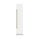 ZLINE Autograph Edition 18 in. 8.6 cu. ft. Right Hinge Column Freezer in White Matte with Graphite Gray Interior and Champagne Bronze Accents (RCFVRZ-WM-18-CB)