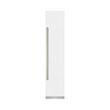 ZLINE Autograph Edition 18 in. 8.6 cu. ft. Right Hinge Column Freezer in White Matte with Graphite Gray Interior and Polished Gold Accents (RCFVRZ-WM-18-G)
