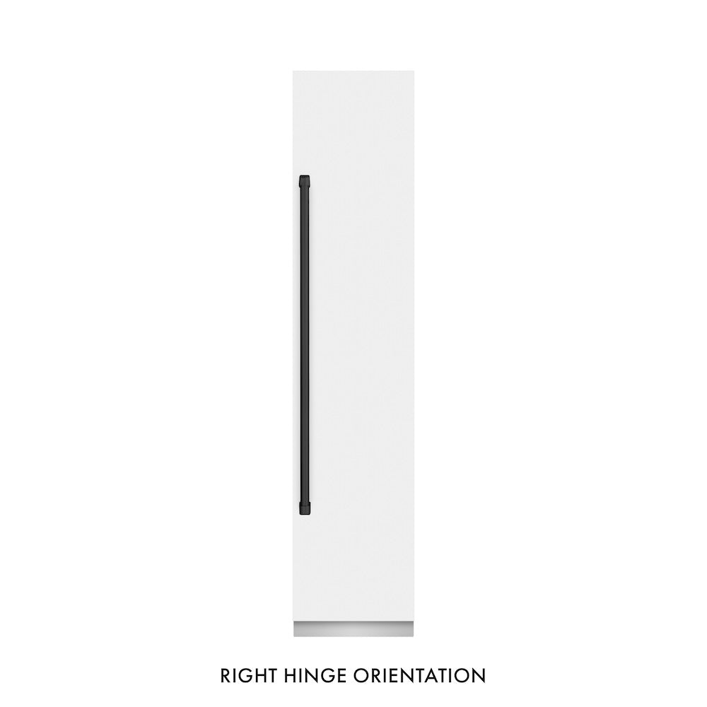ZLINE Autograph Edition 18 in. 8.6 cu. ft. Right Hinge Column Freezer in White Matte with Graphite Gray Interior and Matte Black Accents (RCFVRZ-WM-18-MB)