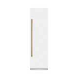 ZLINE Autograph Edition 24 in. 12.5 cu. ft. Column Refrigerator in White Matte with Graphite Gray Interior and Champagne Bronze Accents (RCRVZ-WM-24-CB)