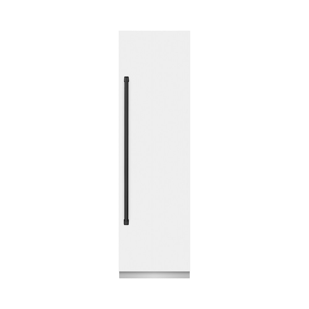 ZLINE Autograph Edition 24 in. 12.5 cu. ft. Column Refrigerator in White Matte with Graphite Gray Interior and Matte Black Accents (RCRVZ-WM-24-MB)