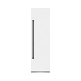 ZLINE Autograph Edition 24 in. 12.5 cu. ft. Column Refrigerator in White Matte with Graphite Gray Interior and Matte Black Accents (RCRVZ-WM-24-MB)