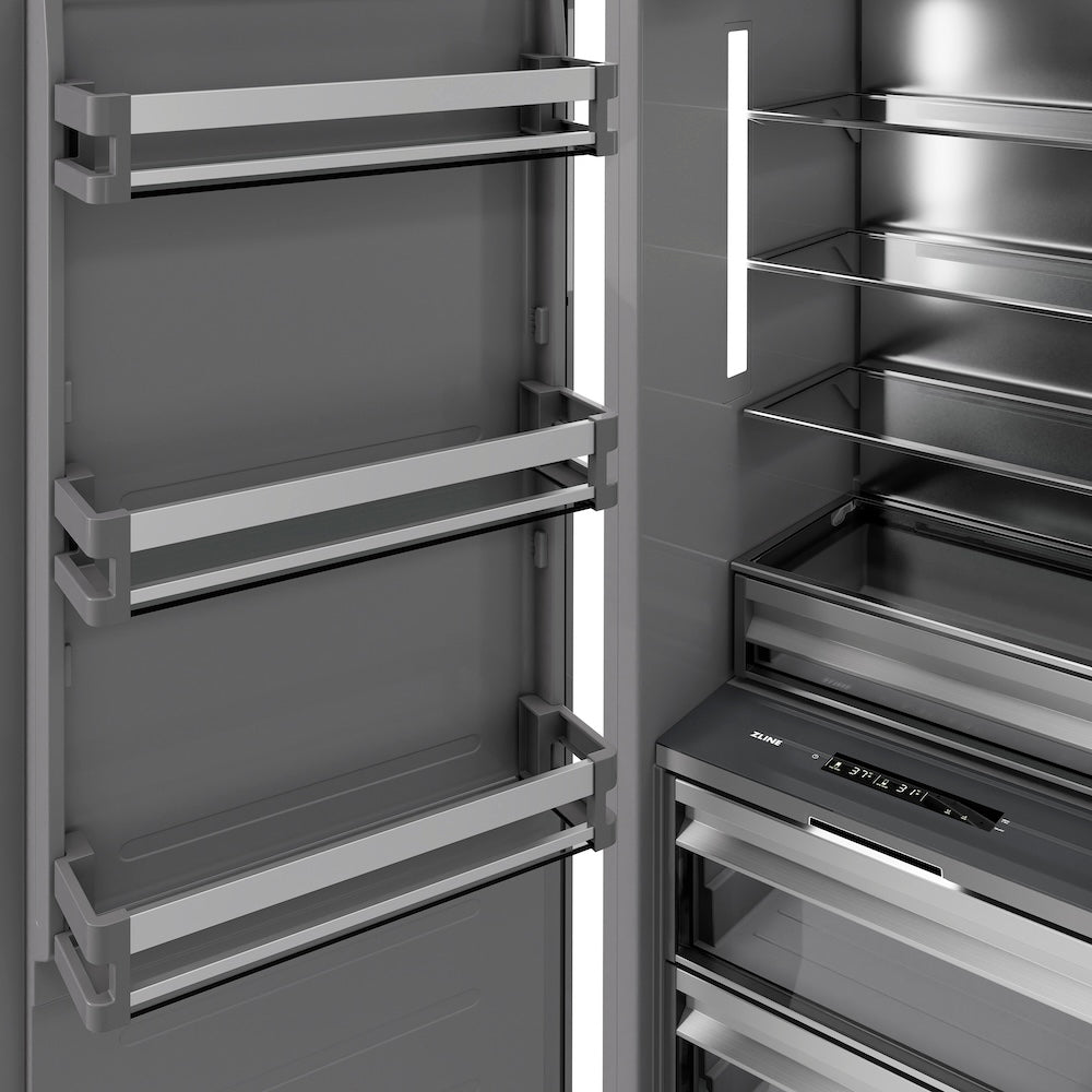ZLINE Autograph Edition 30 in. 16.7 cu. ft. Column Refrigerator in White Matte with Graphite Gray Interior and Matte Black Accents (RCRVZ-WM-30-MB)