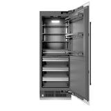 ZLINE Autograph Edition 30 in. 16.7 cu. ft. Column Refrigerator in White Matte with Graphite Gray Interior and Matte Black Accents (RCRVZ-WM-30-MB)
