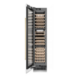 ZLINE Autograph Edition 18 in. 9.0 cu. ft. Triple Zone 68 Bottle Left Hinge Column Wine Cooler in White Matte with Polished Gold Accents (RCWVLZ-WM-18-G)