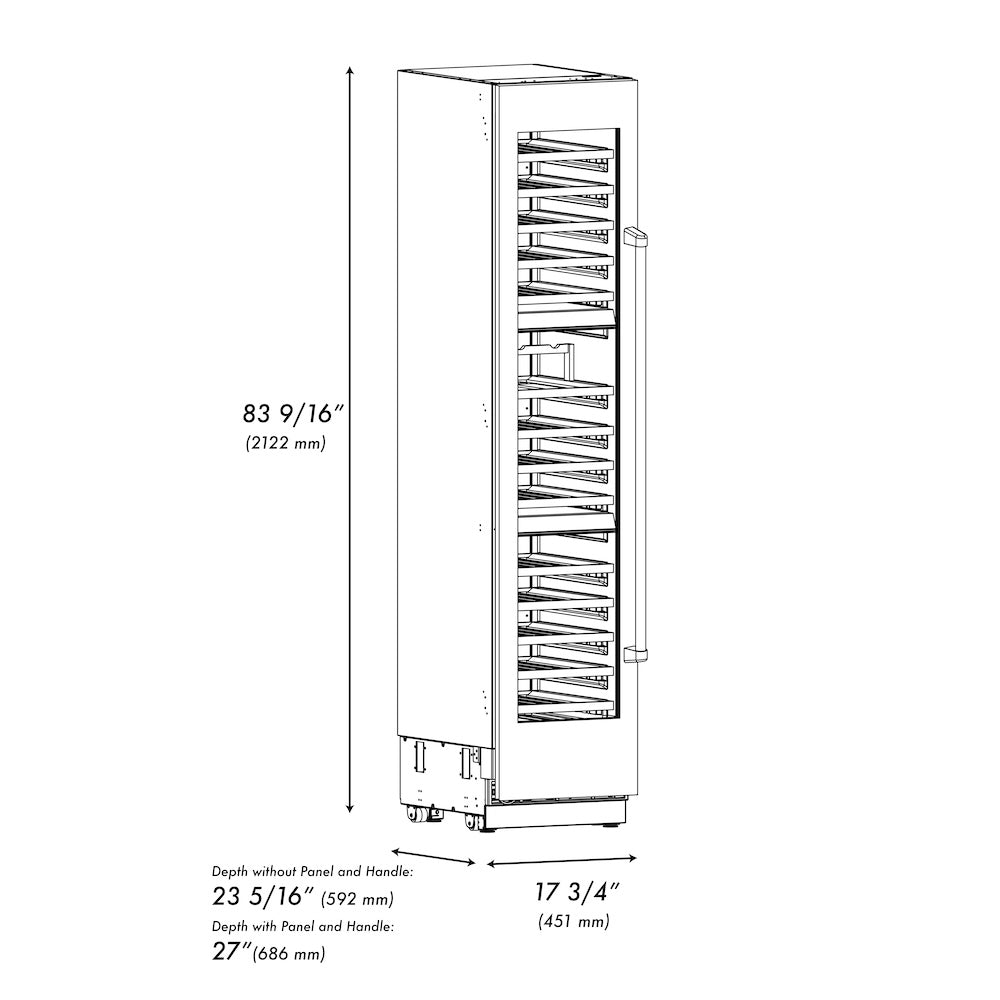ZLINE Autograph Edition 18 in. 9.0 cu. ft. Triple Zone 68 Bottle Left Hinge Column Wine Cooler in White Matte with Matte Black Accents (RCWVLZ-WM-18-MB)