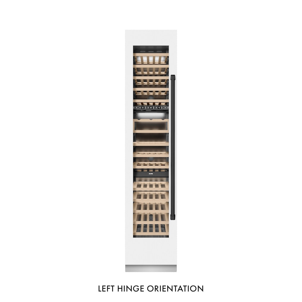 ZLINE Autograph Edition 18 in. 9.0 cu. ft. Triple Zone 68 Bottle Left Hinge Column Wine Cooler in White Matte with Matte Black Accents (RCWVLZ-WM-18-MB)