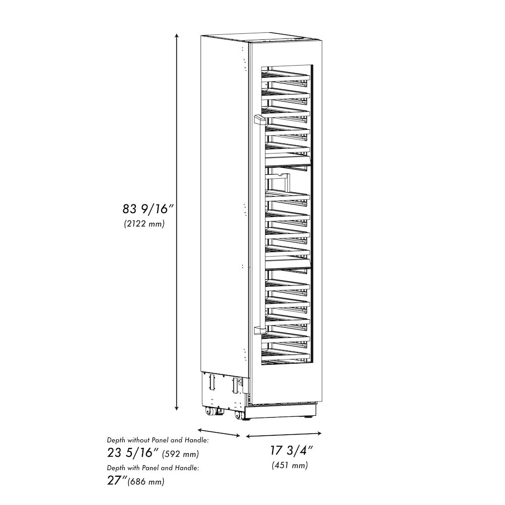 ZLINE 18 in. 9.0 cu. ft. Triple Zone 68 Bottle Right Hinge Column Wine Cooler in White Matte (RCWVR-WM-18)