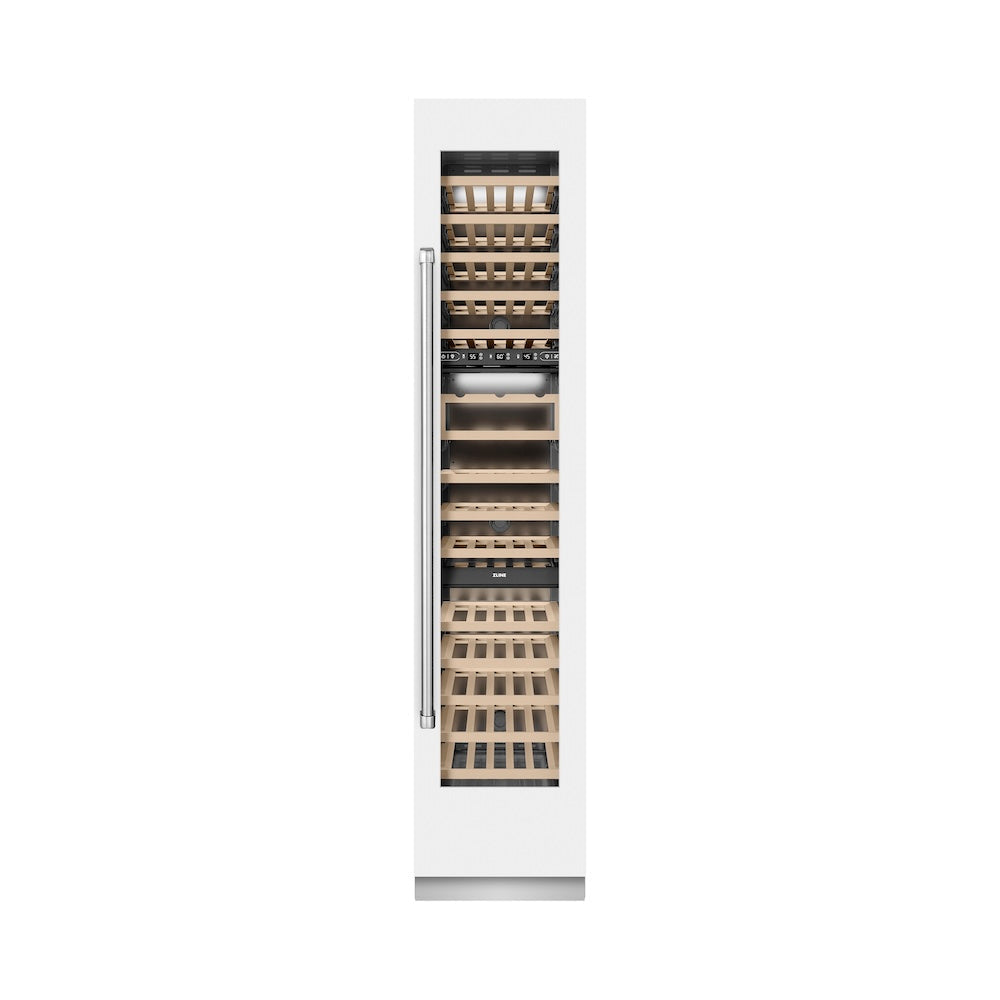 ZLINE 18 in. 9.0 cu. ft. Triple Zone 68 Bottle Right Hinge Column Wine Cooler in White Matte (RCWVR-WM-18)