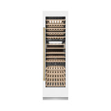 ZLINE Autograph Edition 24 in. 12.4 cu. ft. Triple Zone 100 Bottle Column Wine Cooler in White Matte and Champagne Bronze Accents (RCWVZ-WM-24-CB)