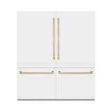 ZLINE Autograph Edition 72 in. 39.6 cu. ft. French Door Built-In Bottom Freezer Refrigerator with Water Dispensers and Ice Makers in White Matte with Graphite Gray Interior and Champagne Bronze Accents (GRBITZ-WM-72-CB)