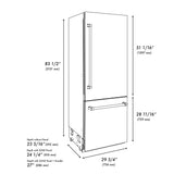 ZLINE 30 in. 16.1 cu. ft. Built-In Bottom Freezer Refrigerator with Water Dispenser and Ice Maker in White Matte with Graphite Gray Interior (GRBIV-WM-30)