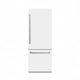 ZLINE 30 in. 16.1 cu. ft. Built-In Bottom Freezer Refrigerator with Water Dispenser and Ice Maker in White Matte with Graphite Gray Interior (GRBIV-WM-30)