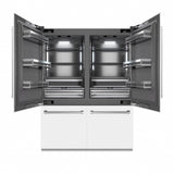 ZLINE 60 in. 32.2 cu. ft. French Door Built-In Bottom Freezer Refrigerator with Water Dispensers and Ice Makers in White Matte with Graphite Gray Interior (GRBIV-WM-60)