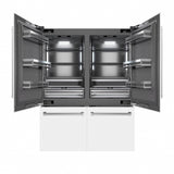 ZLINE 60 in. 32.2 cu. ft. French Door Built-In Bottom Freezer Refrigerator with Water Dispensers and Ice Makers in White Matte with Graphite Gray Interior (GRBIV-WM-60)