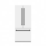 ZLINE Autograph Edition 36 in. 19.6 cu. ft. French Door Built-In Bottom Freezer Refrigerator with Water Dispenser and Ice Maker in White Matte with Graphite Gray Interior and Matte Black Accents (GRBIVZ-WM-36-MB)