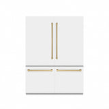 ZLINE Autograph Edition 60 in. 32.2 cu. ft. French Door Built-In Bottom Freezer Refrigerator with Water Dispenser and Ice Maker in White Matte with Graphite Gray Interior and Champagne Bronze Accents (GRBIVZ-WM-60-CB)