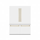 ZLINE Autograph Edition 60 in. 32.2 cu. ft. French Door Built-In Bottom Freezer Refrigerator with Water Dispenser and Ice Maker in White Matte with Graphite Gray Interior and Polished Gold Accents (GRBIVZ-WM-60-G)
