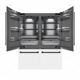 ZLINE Autograph Edition 60 in. 32.2 cu. ft. French Door Built-In Bottom Freezer Refrigerator with Water Dispenser and Ice Maker in White Matte with Graphite Gray Interior and Matte Black Accents (GRBIVZ-WM-60-MB)