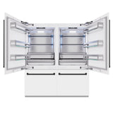 ZLINE Autograph Edition 72 in. 39.6 cu. ft. French Door Built-In Bottom Freezer Refrigerator with Water Dispensers and Ice Makers in White Matte and Matte Black Accents (RBITZ-WM-72-MB)