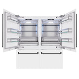 ZLINE Autograph Edition 72 in. 39.6 cu. ft. French Door Built-In Bottom Freezer Refrigerator with Water Dispensers and Ice Makers in White Matte and Matte Black Accents (RBITZ-WM-72-MB)