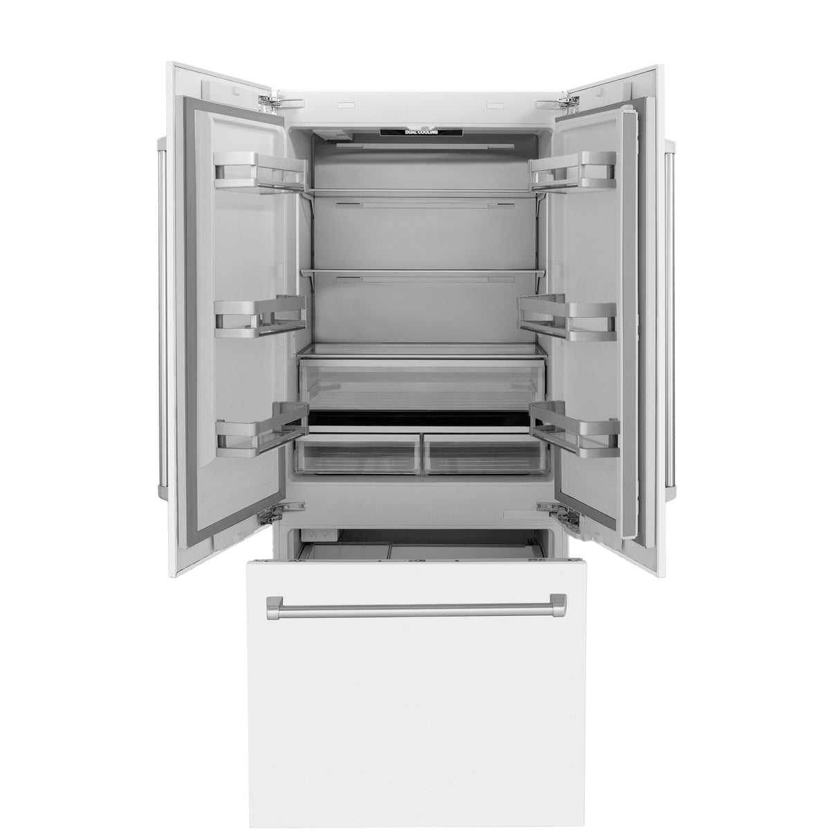 ZLINE 36 in. 19.6 cu. ft. French Door Built-In Bottom Freezer Refrigerator with Water Dispenser and Ice Maker in White Matte (RBIV-WM-36)