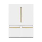 ZLINE Autograph Edition 60 in. 32.2 cu. ft. French Door Built-In Bottom Freezer Refrigerator with Water Dispenser and Ice Maker in White Matte with Polished Gold Accents (RBIVZ-WM-60-G)