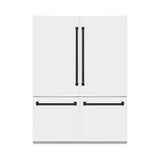 ZLINE Autograph Edition 60 in. 32.2 cu. ft. French Door Built-In Bottom Freezer Refrigerator with Water Dispenser and Ice Maker in White Matte with Matte Black Accents (RBIVZ-WM-60-MB)