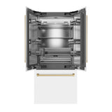 ZLINE Autograph Edition 36 in. 19.6 cu. ft. French Door Built-In Bottom Freezer Refrigerator with Water Dispenser and Ice Maker in White Matte with Stainless Steel Interior and Champagne Bronze Accents (SRBIVZ-WM-36-CB)