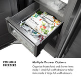 ZLINE Autograph Edition 24 in. 12.4 cu. ft. Column Freezer in Stainless Steel with Graphite Gray Interior and Polished Gold Accents (RCFVZ-304-24-G)
