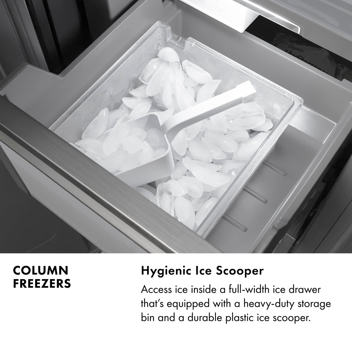 ZLINE 18 in. 8.6 cu. ft. Left Hinge Column Freezer in Stainless Steel with Graphite Gray Interior (RCFVL-304-18)