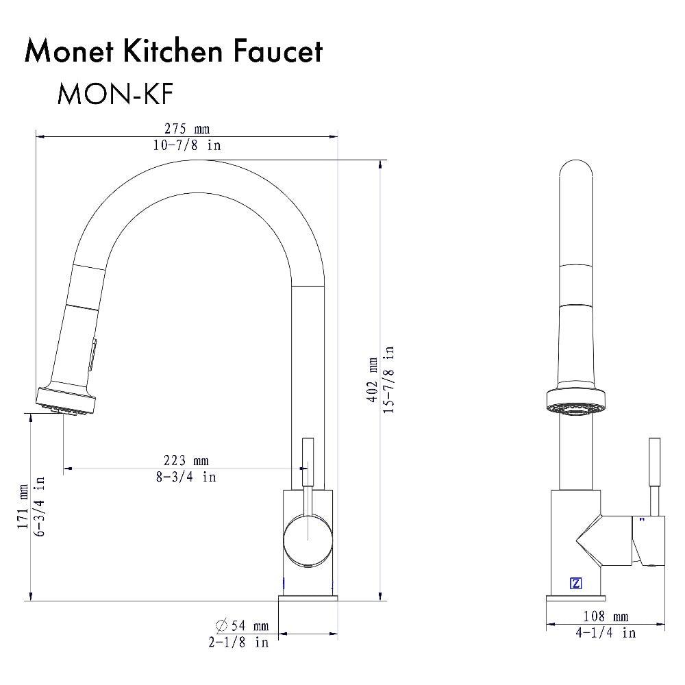 ZLINE Monet Pull Down Kitchen Faucet in Champagne Bronze (MON-KF-CB)