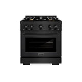 ZLINE 30 in. 4.2 cu. ft. Select Dual Fuel Range with Gas Cooktop and Electric Convection Oven in Black Stainless Steel with 4 Brass Burners (HDRB-BR-30)