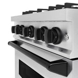ZLINE Autograph Edition 30 in. 4.2 cu. ft. Classic Gas Range with 4 Burner Cooktop and Convection Gas Oven in Satin Stainless Steel and Matte Black Accents (CGRSZ-30-MB)