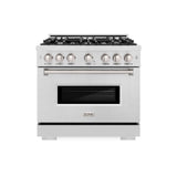 ZLINE 36 in. 5.2 cu. ft. Classic Dual Fuel Range with 6 Burner Gas Cooktop and Electric Convection Oven in Satin Stainless Steel (CDRS-36)