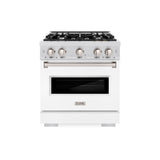 ZLINE 30 in. 4.2 cu. ft. Classic Dual Fuel Range with 4 Burner Gas Cooktop and Electric Convection Oven in Satin Stainless Steel with White Matte Door (CDRS-WM-30)